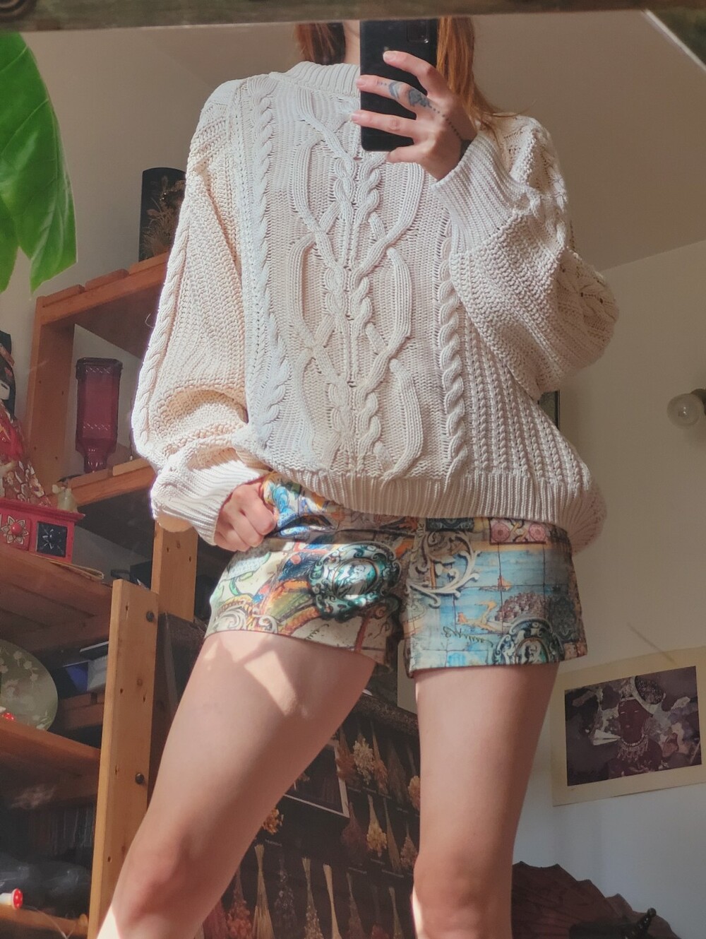 Free People Frankie Cable Knit Cotton Sweater In Buttercream - Size XL